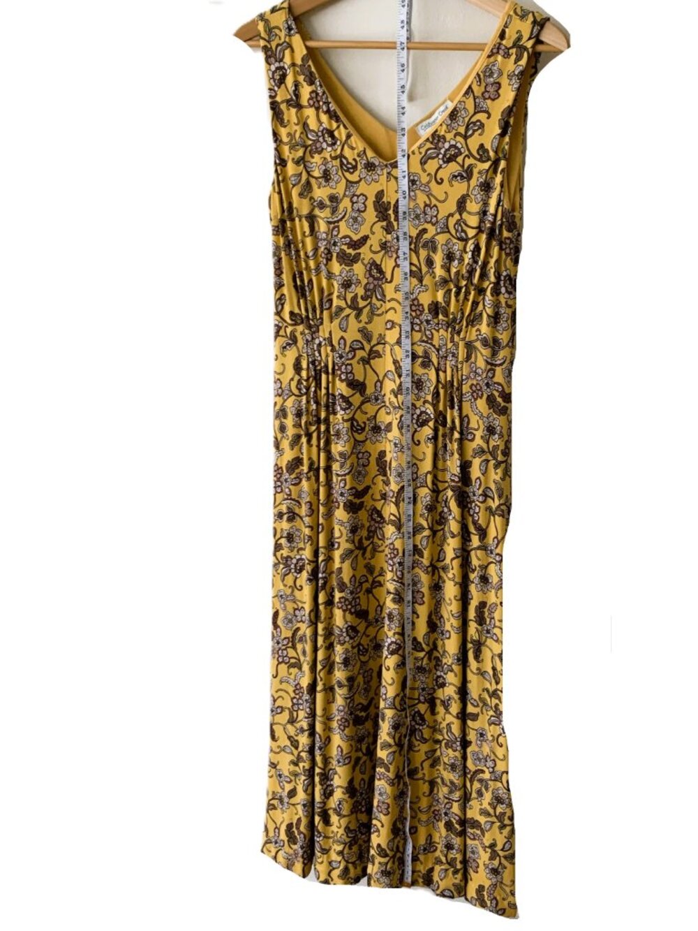 Coldwater Creek Floral Maxi Dress | Yellow Gold Jersey Knit | Petite Small - Picture 6 of 6